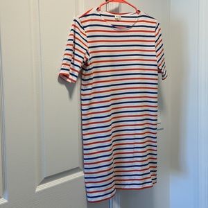 KULE “The Tee” Mini T-Shirt Dress, XS, Red, White, and Blue
